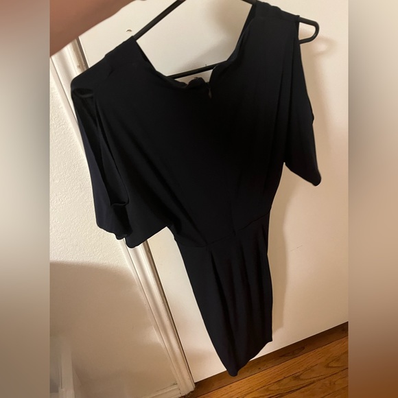 Black Unique Sleeves Catherine Malandrino Designer Midi Length Dress - Picture 2 of 7